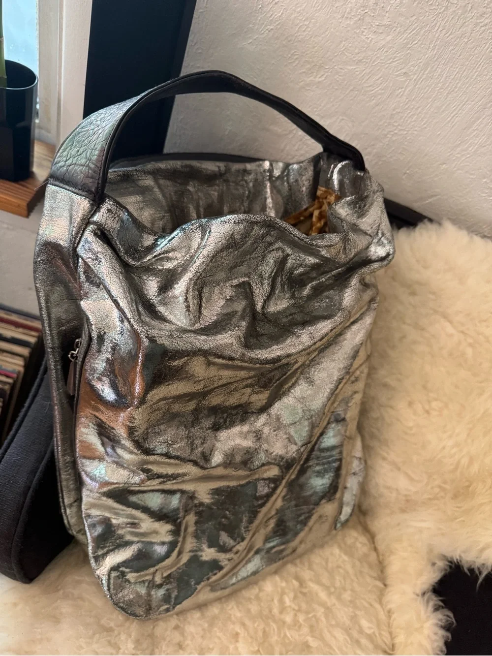 Metallic Silver Women’s Sling Bag